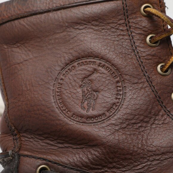 POLO Ralph Lauren Whitsand Leather Boots Brown Lace Up Winter Outdoors Unisex - Picture 8 of 12